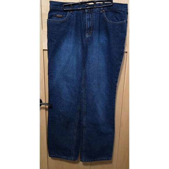 Eddie Bauer Womens Relaxed Fit Blue Jeans With Floral Lining Sz 14 cottage core - Picture 1 of 10